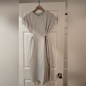 Zara Beige Midi Dress w/ Slit & Belt